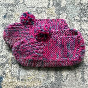 Cozy Pink and Blue Pom-Pom Slippers